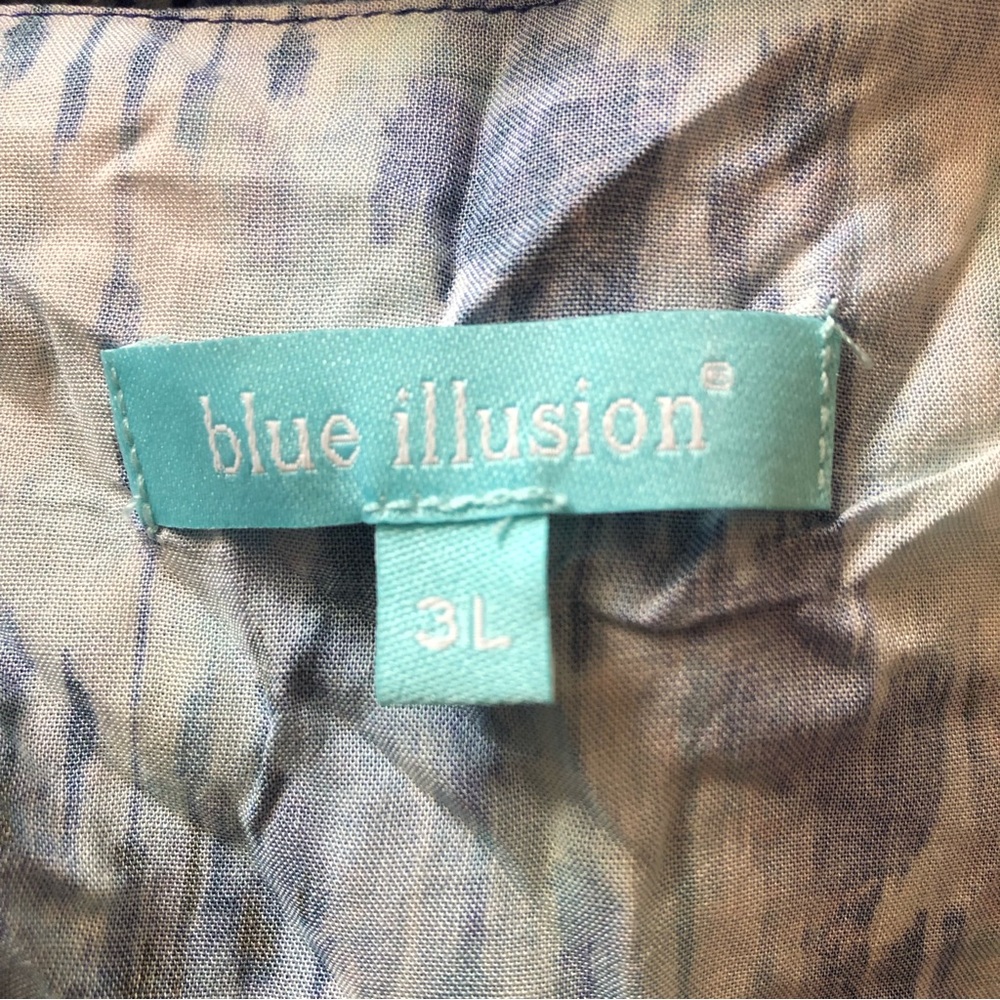Plus size XXXL Blue Illusion vibrant aqua blue layered ruffle blouse - Picture 4 of 5